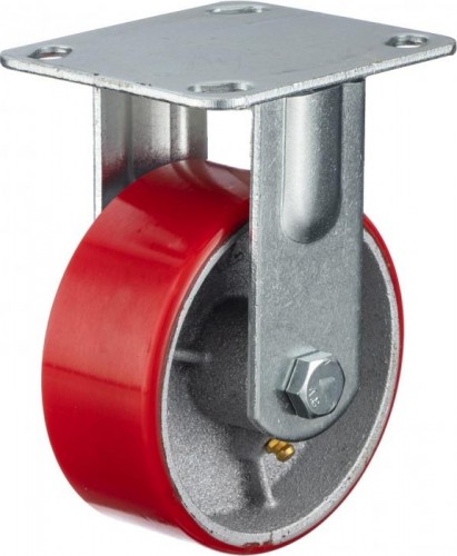 Колесо промышленное СТЕЛЛА-ТЕХНИК N29125CPUF 125мм, чугун/полиуретан, неповоротное, игольчатый,