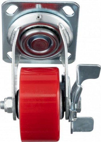 Колесо промышленное СТЕЛЛА-ТЕХНИК N29100CPUB1 100мм, чугун/полиуретан, поворотное с тормозом, иг - изображение 3