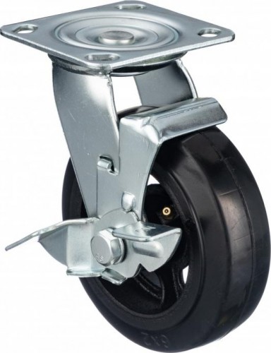 Колесо промышленное СТЕЛЛА-ТЕХНИК N29150B1 150мм, чугун/рез, поворотное с тормозом, игольчаты