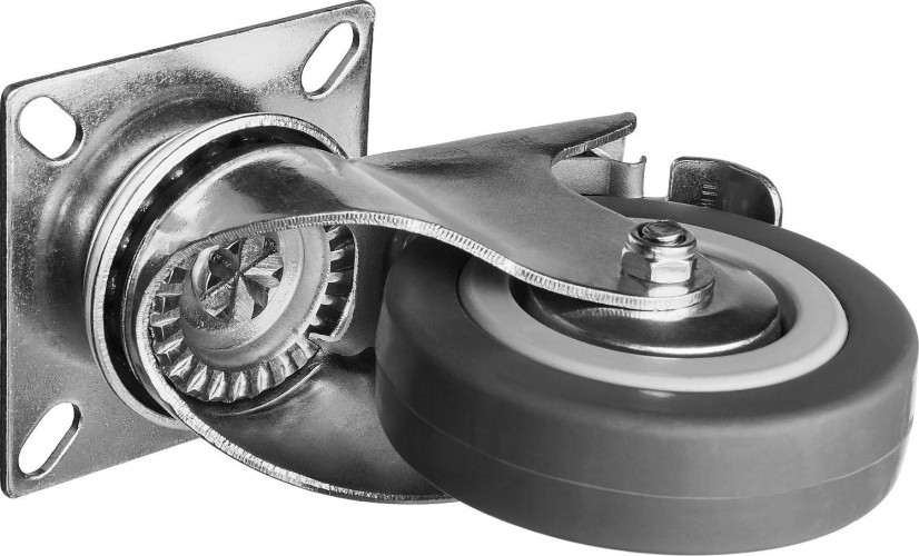 Колесо промышленное ЗУБР d=100 мм, г/п 65 кг поворотное с тормозом (резина/полипропилен) 30956-100-B - изображение 2