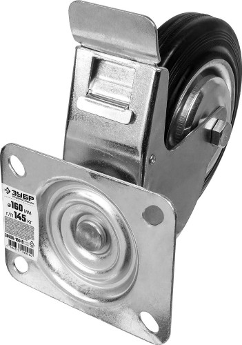 Колесо промышленное ЗУБР d=160 мм, г/п 145 кг поворотное c тормозом (резина, игольчатый подшипник) 30936-160-B - изображение 2