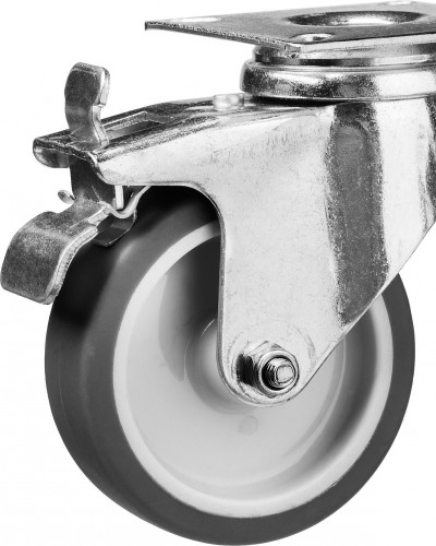 Колесо промышленное ЗУБР d=75 мм, г/п 60 кг поворотное с тормозом (термопластич. резина/полипропилен) 30946-75-B - изображение 3