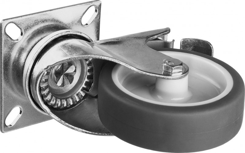 Колесо промышленное ЗУБР d=75 мм, г/п 60 кг поворотное с тормозом (термопластич. резина/полипропилен) 30946-75-B - изображение 2