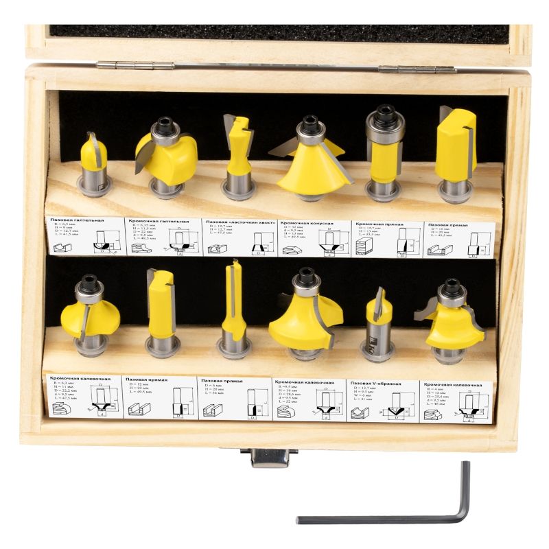 Набор фрез по дереву KOLNER KMC 8/12 - изображение 2