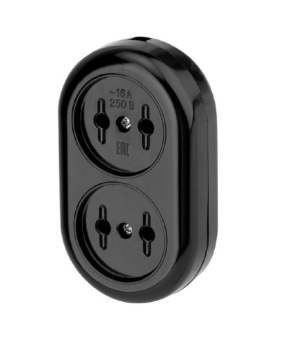 Колодка REXANT 11-8981 2 гнезда карболитовая б/з 16А, черная