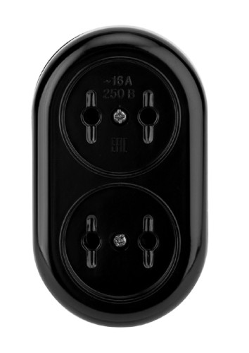 Колодка REXANT 11-8981 2 гнезда карболитовая б/з 16А, черная - изображение 2