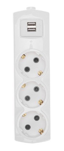 Колодка REXANT 13-4402 PREMIUM 3 гнезда, с/з, 2 USB, белый - изображение 2
