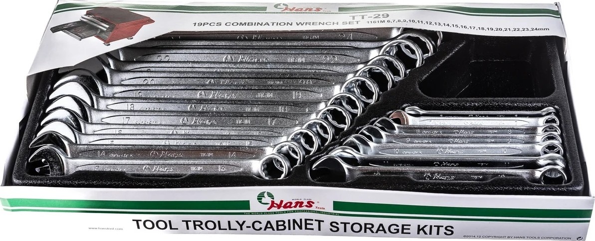 Комбинированные ключи HANS TT-29 ложемент 19 предметов
