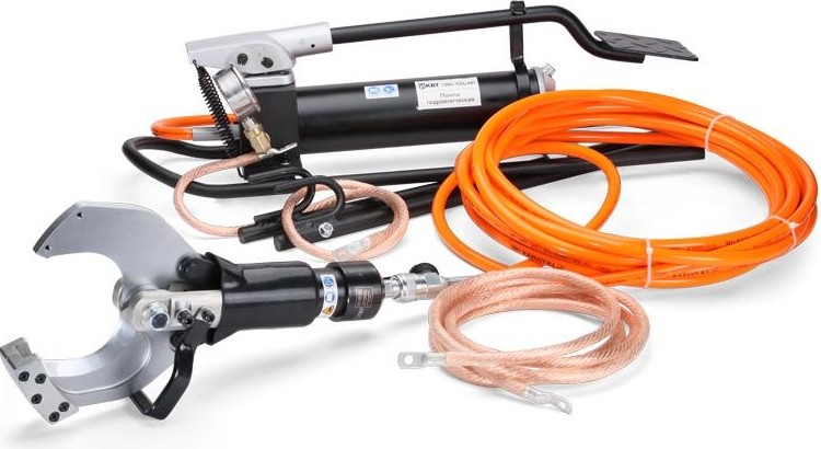 Комплект гидравлических ножниц с ножной помпой КВТ НГПИ-85 для резки кабелей под напряжением 61843