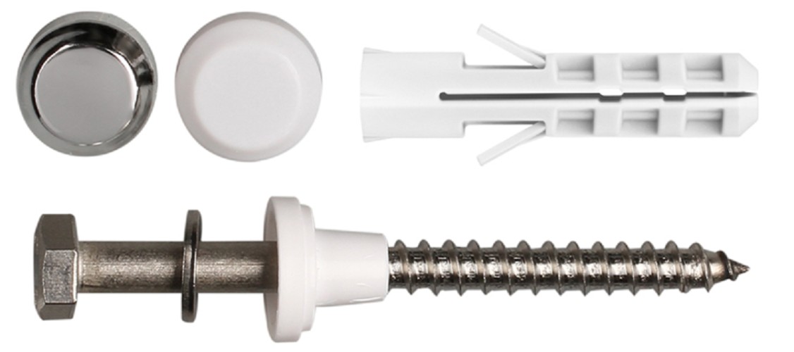 Комплект крепления ЕВРОПАРТНЕР PWC 8х65 для унитаза и писсуара с белой заглушкой (100 шт) 76062466