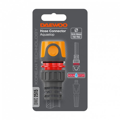Коннектор DAEWOO DWC 2515 для шланга 12.5-15 мм (1/2”-5/8”) c аквастопом - изображение 2