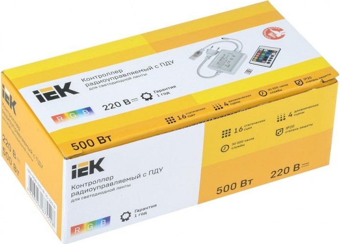 Контроллер с ПДУ IEK ИК RGB 3 канала 220В 3А 500Вт LSC1-RGB-500-IR-20-220-B - изображение 2