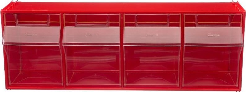 Короб откидной СТЕЛЛА-ТЕХНИК -104 красный/прозр., 4 ячейки, кассета 600х177х206 мм СТЕЛЛА-104