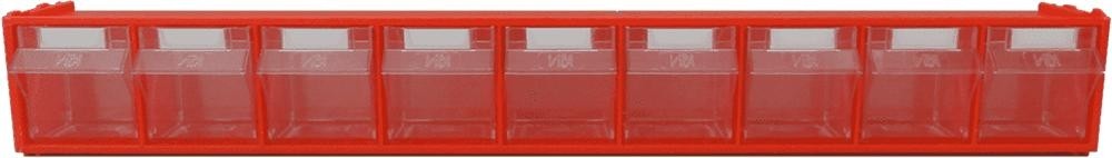 Короб откидной СТЕЛЛА-ТЕХНИК -101 красный/прозрачный, 9 ячеек, кассета 600х68х76 мм СТЕЛЛА-101