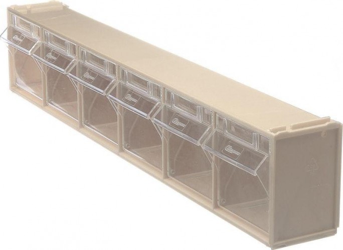 Короб откидной СТЕЛЛА-ТЕХНИК  600х96х112мм, 6 ячеек, бежевый, прозрачный F-600-6-B