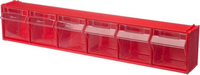 Короб откидной СТЕЛЛА-ТЕХНИК F-600-6  600х96х112мм, 6 ячеек, красный, прозрачный