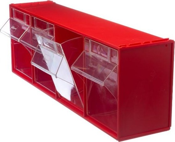 Короб откидной СТЕЛЛА-ТЕХНИК F-600-4  600х178х206мм, 4 ячейки, красный, прозрачный - изображение 2