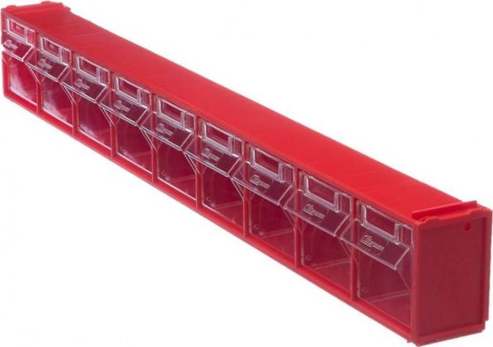 Короб откидной СТЕЛЛА-ТЕХНИК F-600-9  600х68х78мм, 9 ячеек, красный, прозрачный