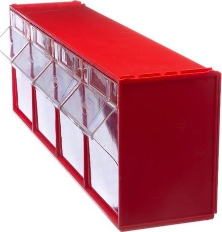 Короб откидной СТЕЛЛА-ТЕХНИК F-600-4  600х178х206мм, 4 ячейки, красный, прозрачный - изображение 3