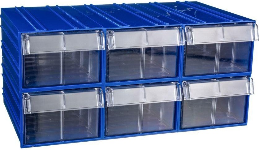 Короб откидной СТЕЛЛА-ТЕХНИК  пластиковый 140х250х100мм, комплект 6 штук C-2-К6-синий-прозрачный - изображение 4