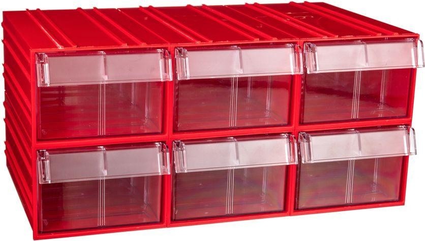 Короб откидной СТЕЛЛА-ТЕХНИК  пластиковый 140х250х100мм, комплект 6 штук C-2-К6-красный-прозрачный - изображение 3