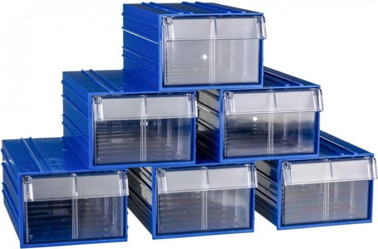 Короб откидной СТЕЛЛА-ТЕХНИК  пластиковый 140х250х100мм, комплект 6 штук C-2-К6-синий-прозрачный - изображение 2