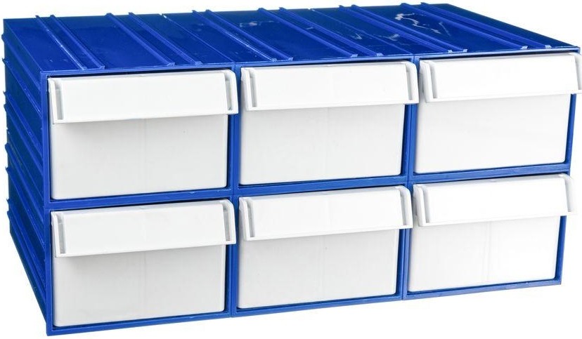 Короб откидной СТЕЛЛА-ТЕХНИК  пластиковый 140х250х100мм, комплект 6 штук C-2-К6-синий-белый - изображение 2