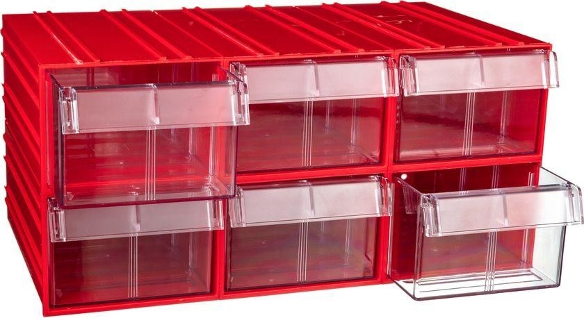 Короб откидной СТЕЛЛА-ТЕХНИК  пластиковый 140х250х100мм, комплект 6 штук C-2-К6-красный-прозрачный - изображение 5