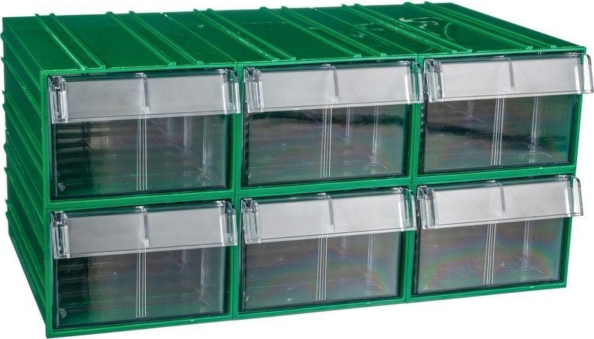 Короб откидной СТЕЛЛА-ТЕХНИК  пластиковый 140х250х100мм, комплект 6 штук C-2-К6-зеленый-прозрачный - изображение 2
