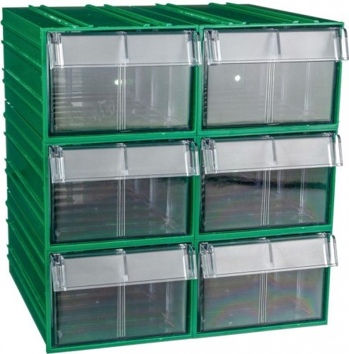 Короб откидной СТЕЛЛА-ТЕХНИК  пластиковый 140х250х100мм, комплект 6 штук C-2-К6-зеленый-прозрачный - изображение 3