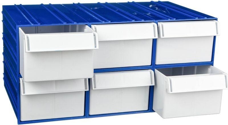 Короб откидной СТЕЛЛА-ТЕХНИК  пластиковый 140х250х100мм, комплект 6 штук C-2-К6-синий-белый - изображение 5