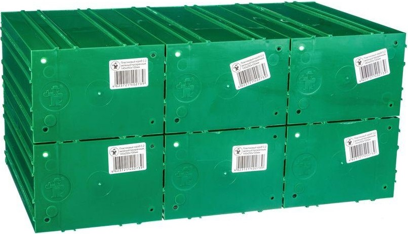 Короб откидной СТЕЛЛА-ТЕХНИК  пластиковый 140х250х100мм, комплект 6 штук C-2-К6-зеленый-прозрачный - изображение 5