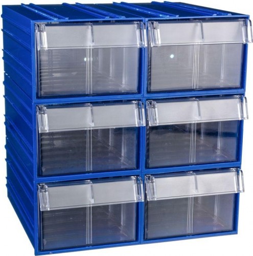 Короб откидной СТЕЛЛА-ТЕХНИК  пластиковый 140х250х100мм, комплект 6 штук C-2-К6-синий-прозрачный - изображение 3