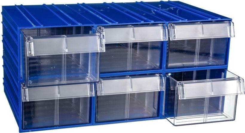 Короб откидной СТЕЛЛА-ТЕХНИК  пластиковый 140х250х100мм, комплект 6 штук C-2-К6-синий-прозрачный - изображение 5