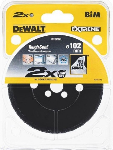 Коронка биметаллическая DeWALT COBALT 102 мм DT8202L-QZ DT8202L-QZ - изображение 2
