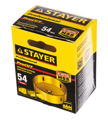 Коронка биметаллическая STAYER Procut 54мм, универсальная 29547-054 - изображение 4