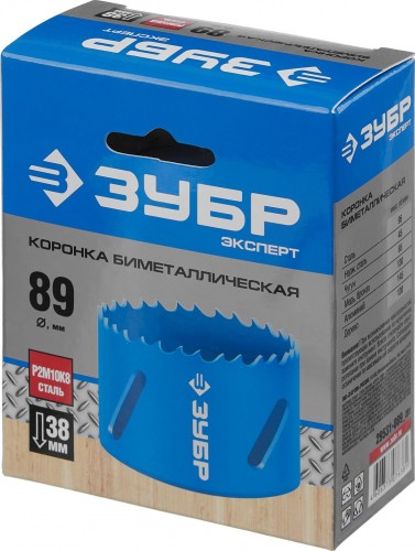 Коронка биметаллическая ЗУБР ЭКСПЕРТ 89 мм, быстрорежущая сталь 29531-089_z01 - изображение 2