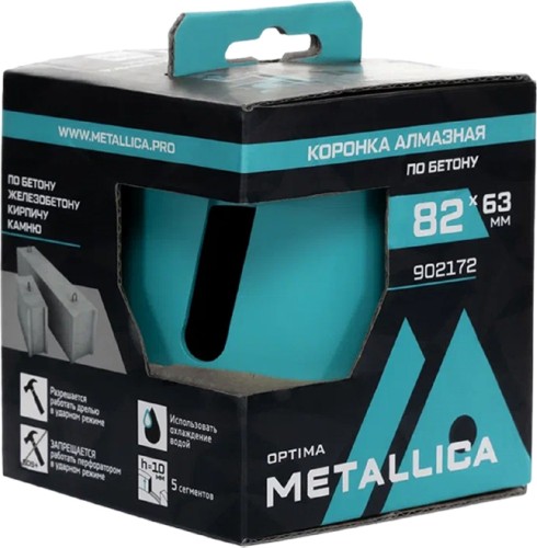 Коронка буровая SDS-plus METALLICA Optima 82x63 мм М16, алмазная, сегментная, по бетону 902172