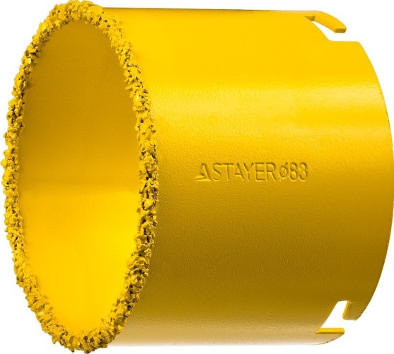 Коронка кольцевая STAYER PROFESSIONAL с карбидно-вольфрамовой крошкой, d=83мм 33345-83