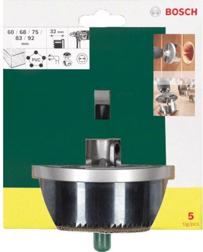 Коронка по дереву BOSCH 60-92 ММ 5шт пильные венцы 2607019451 - изображение 2