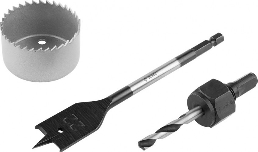 Коронка по дереву ЗУБР ЭКСПЕРТ 48 мм, набор для врезки замков 2954-48-H3_z01