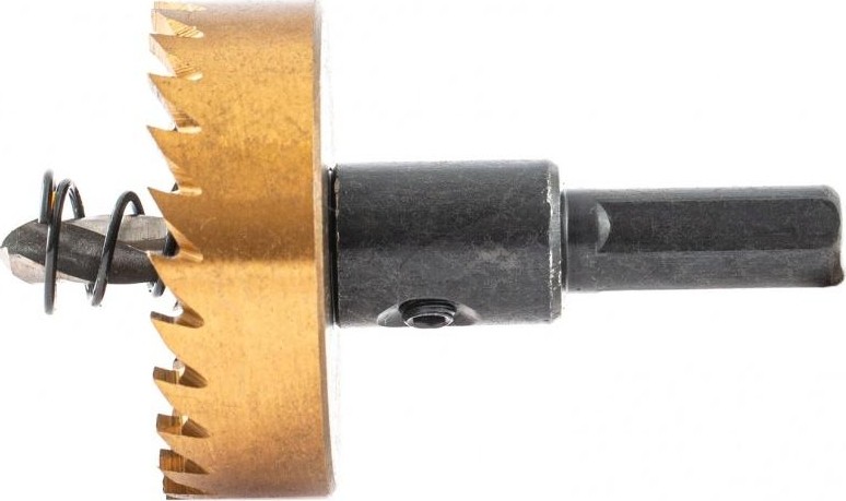 Коронка универсальная Denzel HSS, 42 мм по металлу нитридтитановое покрытие 724114