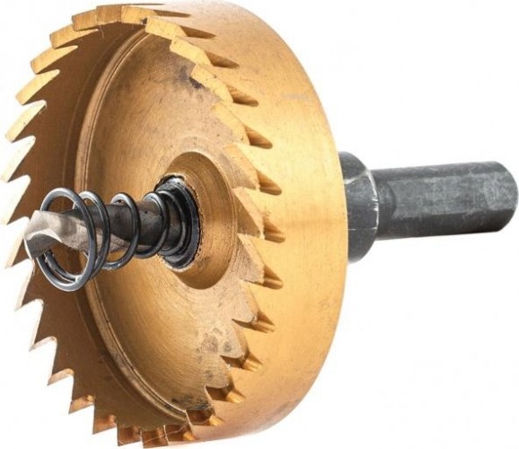 Коронка универсальная Denzel HSS, 55 мм по металлу нитридтитановое покрытие 724118 - изображение 2