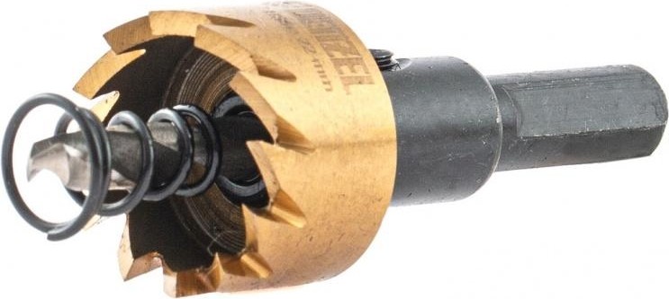 Коронка универсальная Denzel HSS, 22 мм по металлу нитридтитановое покрытие 724103