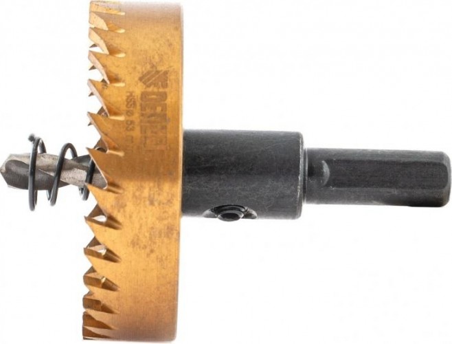 Коронка универсальная Denzel HSS, 55 мм по металлу нитридтитановое покрытие 724118