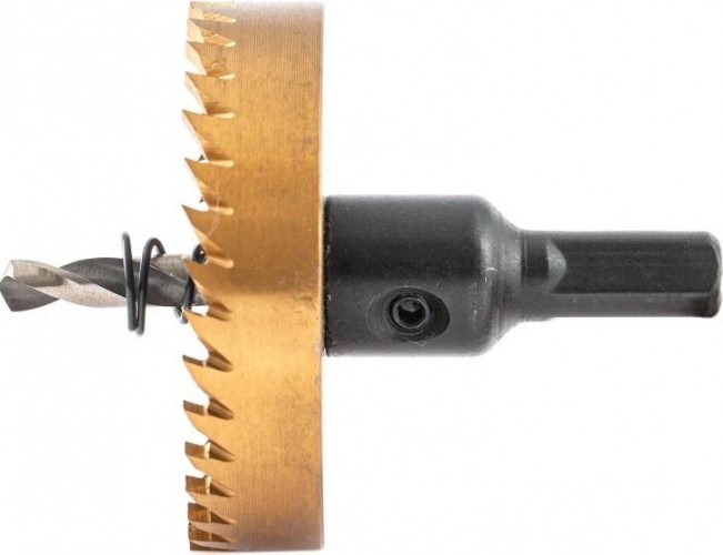 Коронка универсальная Denzel HSS, 60 мм по металлу нитридтитановое покрытие 724119