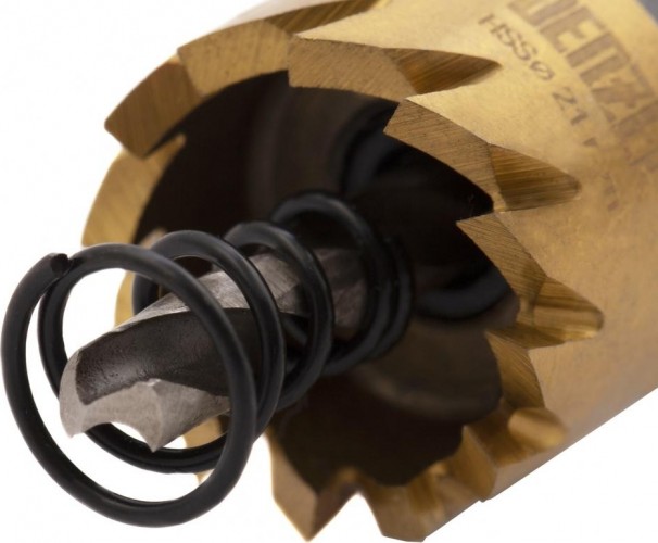 Коронка универсальная Denzel HSS, 21 мм по металлу нитридтитановое покрытие 724102 - изображение 2