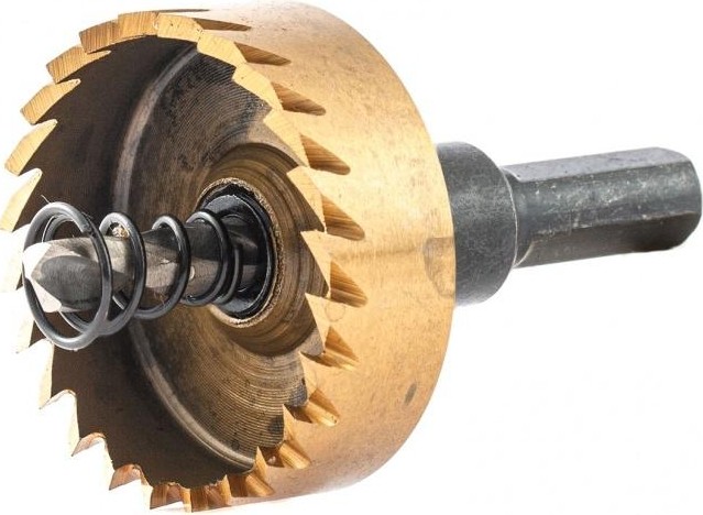 Коронка универсальная Denzel HSS, 41 мм по металлу нитридтитановое покрытие 724113 - изображение 2