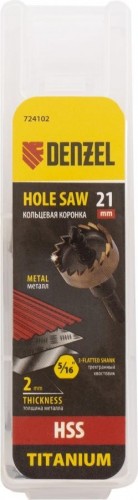 Коронка универсальная Denzel HSS, 21 мм по металлу нитридтитановое покрытие 724102 - изображение 4