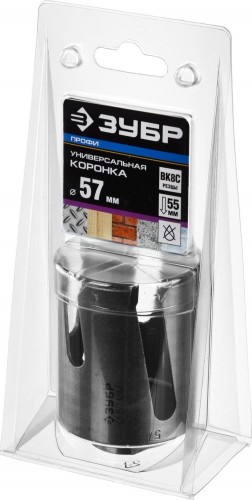 Коронка универсальная ЗУБР ПРОФЕССИОНАЛ проуниверсал 57 мм, с твердосплавными резцами 29514-57 - изображение 2